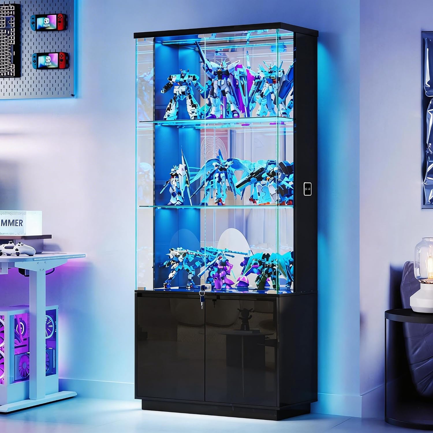Lighting & Home Decor Studio Photos - 71인치 유리문 디스플레이 캐비닛 & 3색