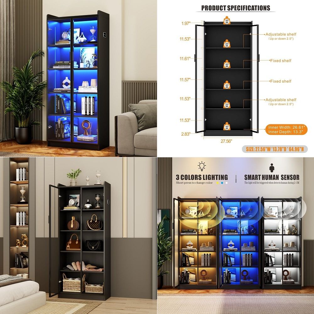 Lighting & Home Decor Studio Photos - 조절 가능한 선반이 있는 디스플레이 캐비닛,