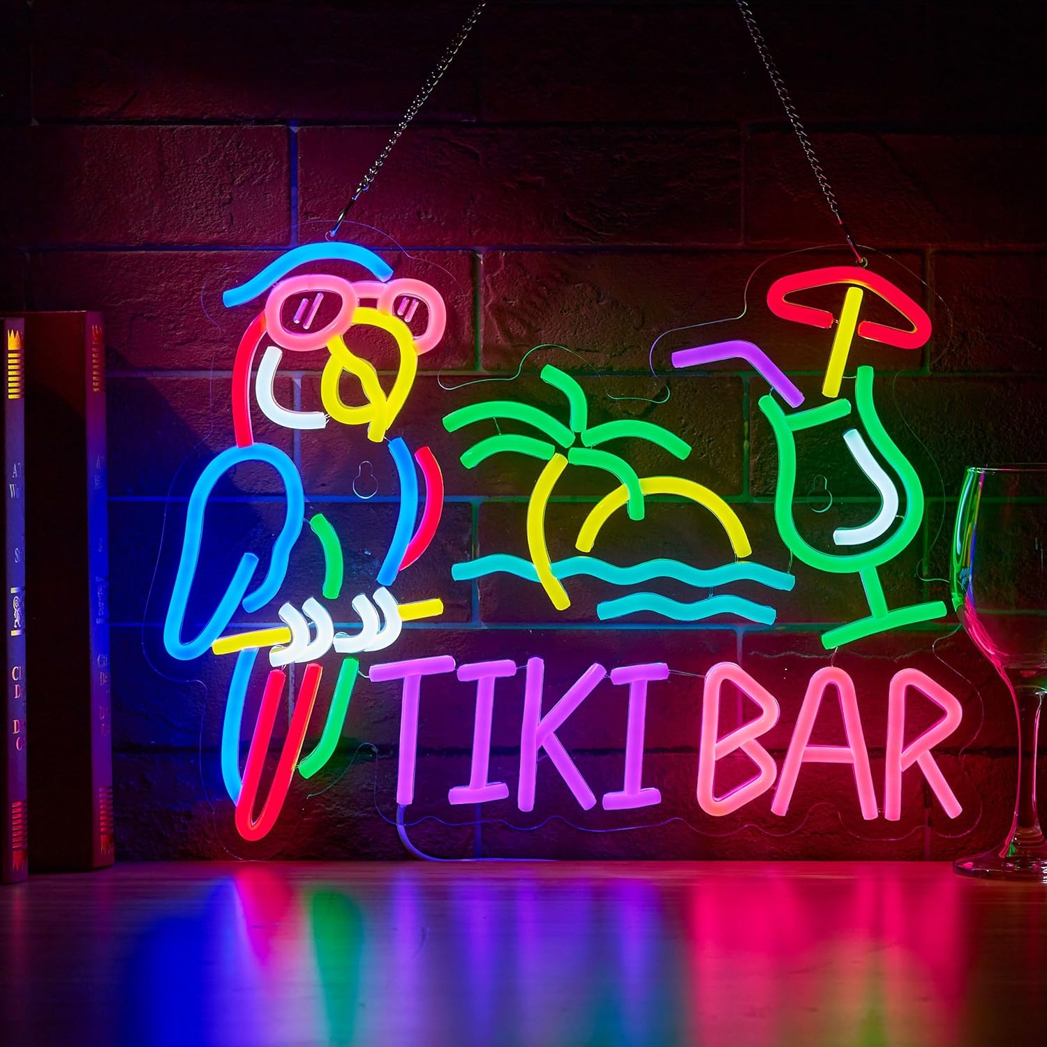 Restaurant Lighting Decoration - 티키 바 앵무새 야자수 네온사인 비즈니스