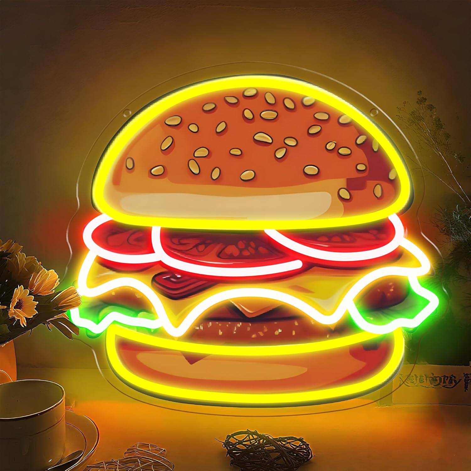 Restaurant Lighting Decoration - 버거 네온사인 LED 햄버거 벽등 레스토랑