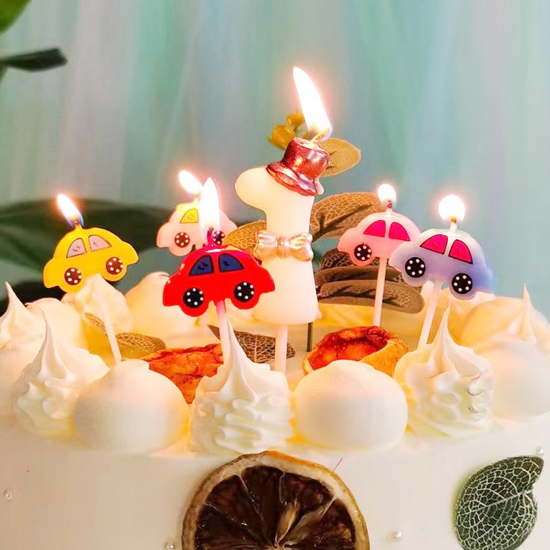 5 자동차 양초 어린이 생일 귀여운 케이크 장식 양초  - Lighting Mcqueen Birthday Decor 리뷰 및 가격