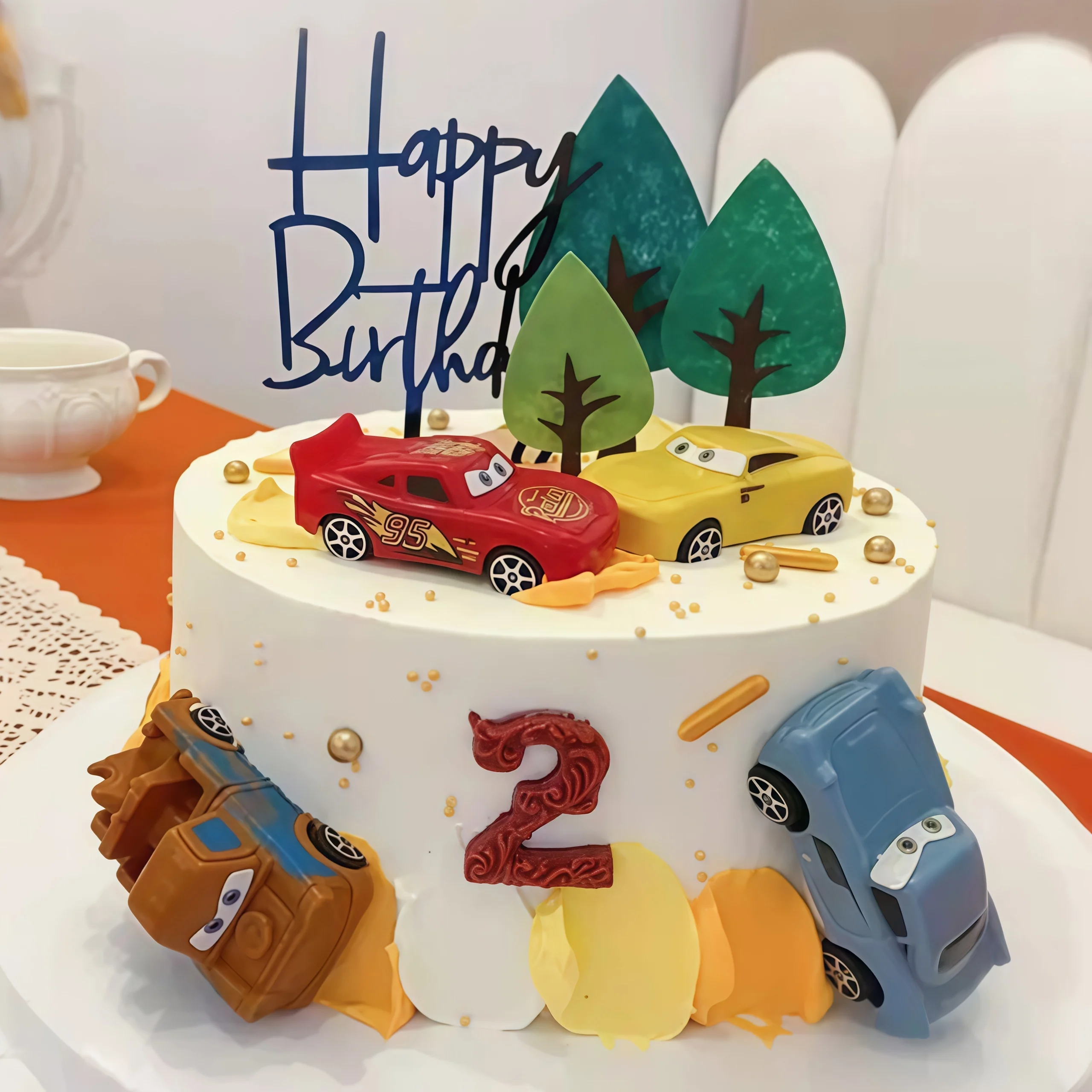 4개 라이트닝 카 해피 버스데이 케이크 토퍼 액세서리  - Lighting Mcqueen Decor 리뷰 및 가격