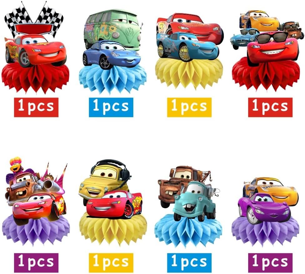 자동차 라이트닝 허니콤 센터피스, 8개 레이싱카 테마  - Lighting Mcqueen Decor 리뷰 및 가격