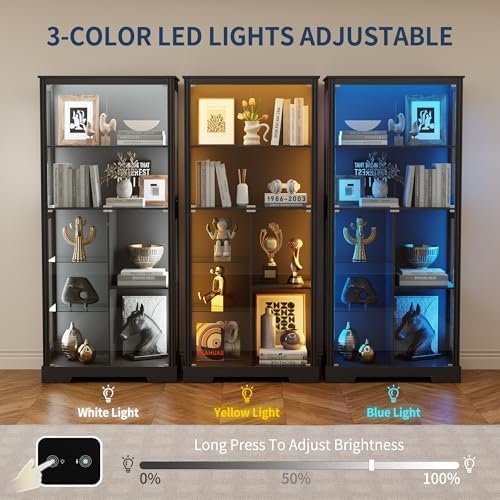71인치 5단 진열장, 수집품용 3색 조명, 블랙 |  - Lighting & Home Decor Studio Photos 리뷰 및 가격
