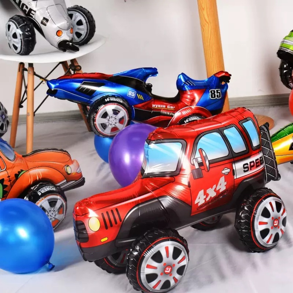 3D 만화 자동차 호일 풍선 버기 레이싱 파기 자동차  - Lighting Mcqueen Birthday Decor 리뷰 및 가격