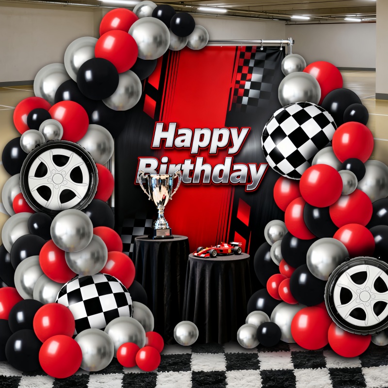121피스 레이싱 테마 파티 풍선 장식 키트, 빨간색, - Lighting Mcqueen Birthday Decor 리뷰 및 가격