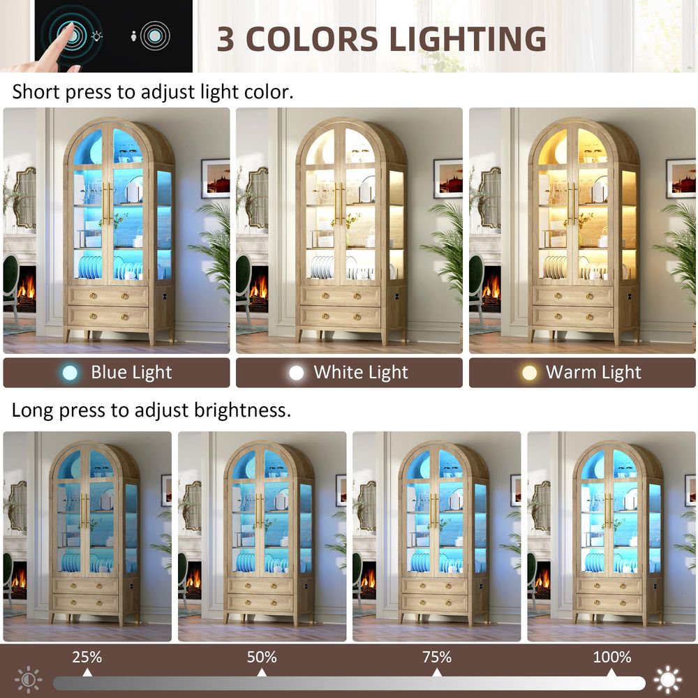 유리문이 있는 71 아치형 골동품 진열장, 선반 4개와 - Lighting & Home Decor Studio Photos 리뷰 및 가격