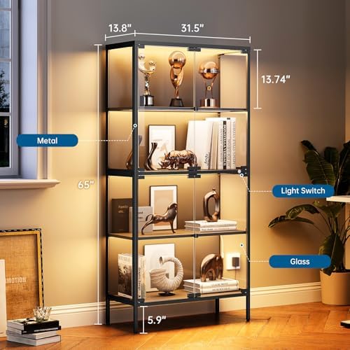 65인치 유리 진열장(3색 LED 조명 포함), 강화유 - Lighting & Home Decor Studio Photos 리뷰 및 가격