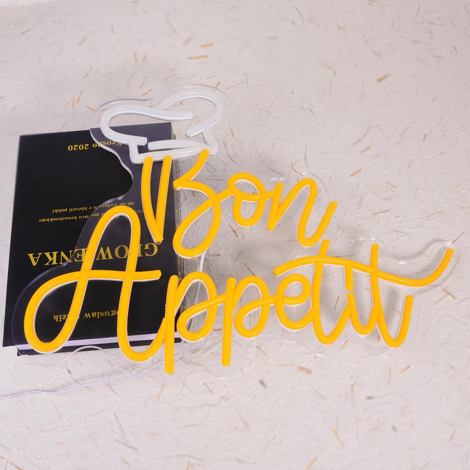 Bon Appetit 셰프 모자 네온 사인 디밍 가능  - Restaurant Lighting Decoration 리뷰 및 가격