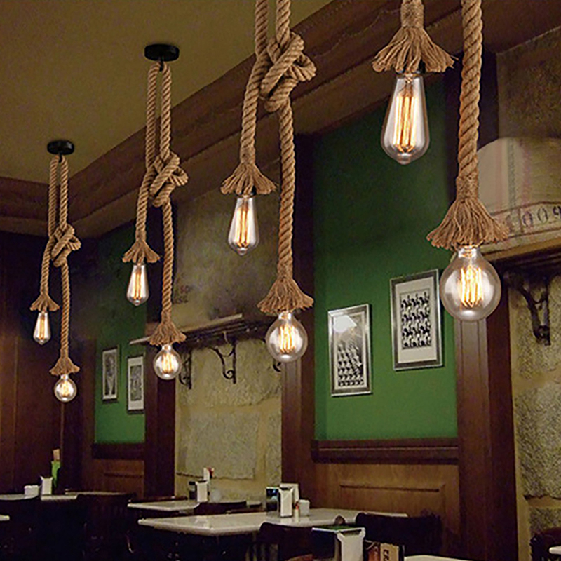 새로운【아메리칸 빈티지 대마 로프 펜던트 램프 레스토랑 - Restaurant Lighting Decoration 리뷰 및 가격