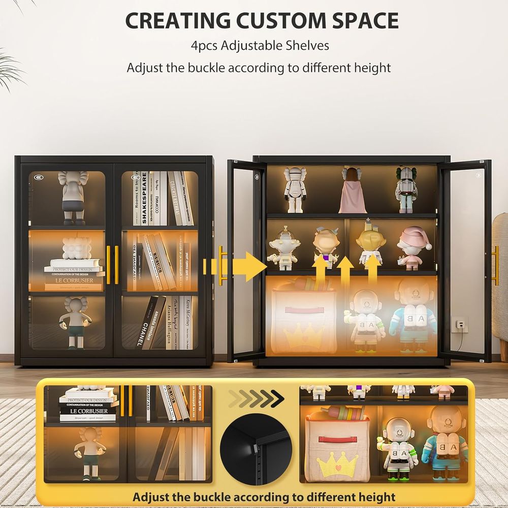 34인치 높이의 유리 도어 진열장 (조절 가능한 선반  - Lighting & Home Decor Studio Photos 리뷰 및 가격