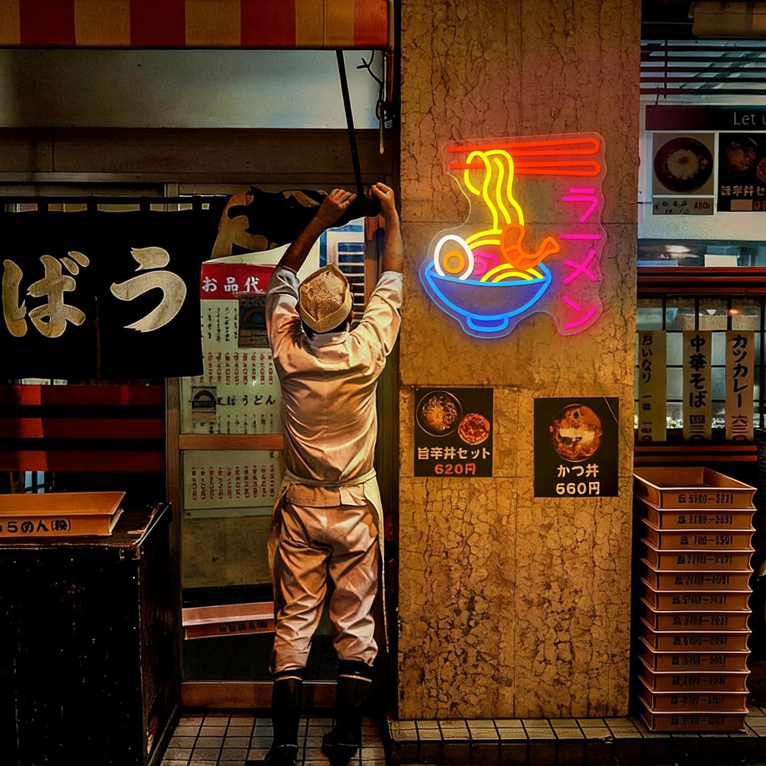 라면 네온사인 일본식 국수 그릇 LED 네온 조명, 라 - Restaurant Lighting Decoration 리뷰 및 가격