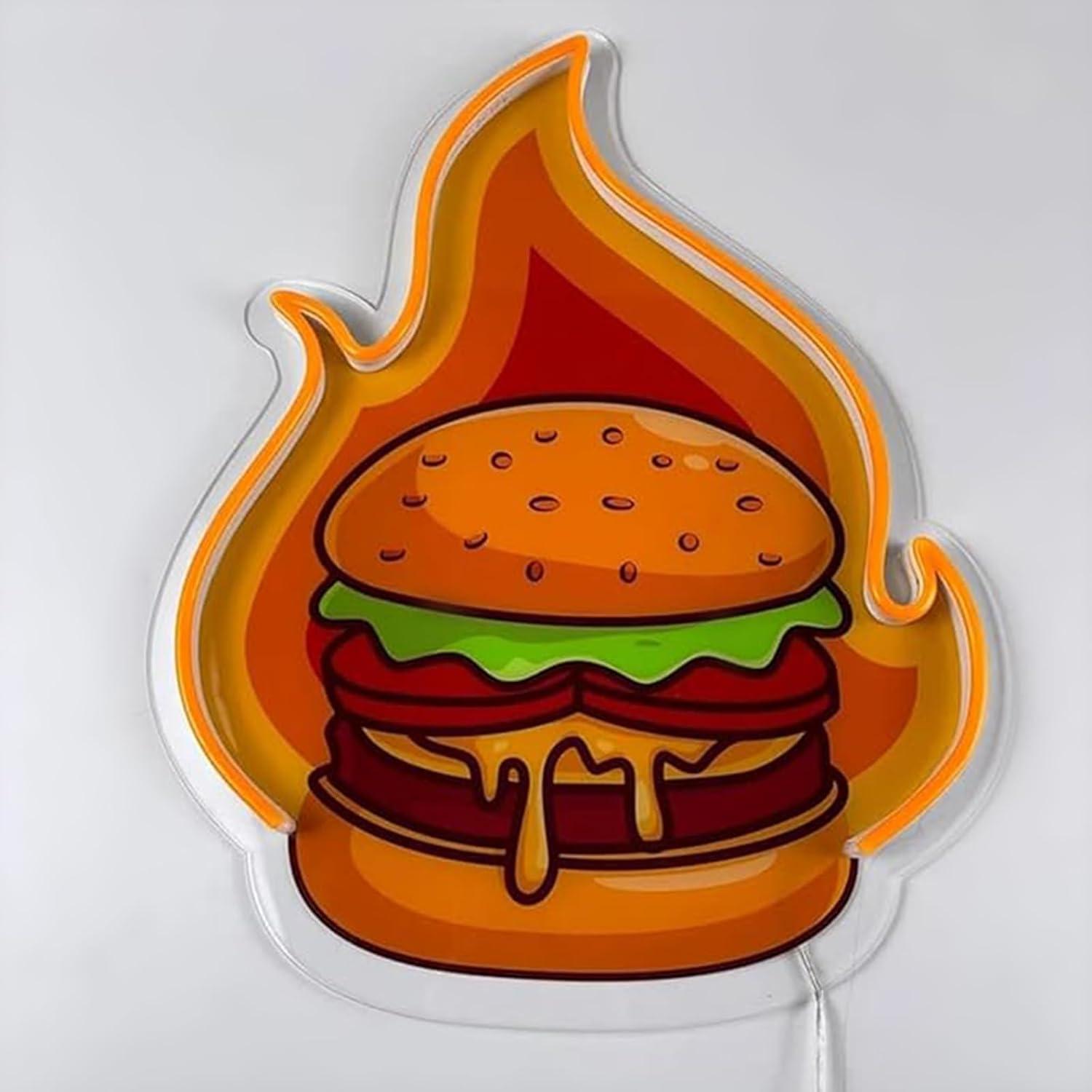 버거 네온사인 LED 햄버거 벽등 레스토랑 바 주방 패 - Restaurant Lighting Decoration 리뷰 및 가격