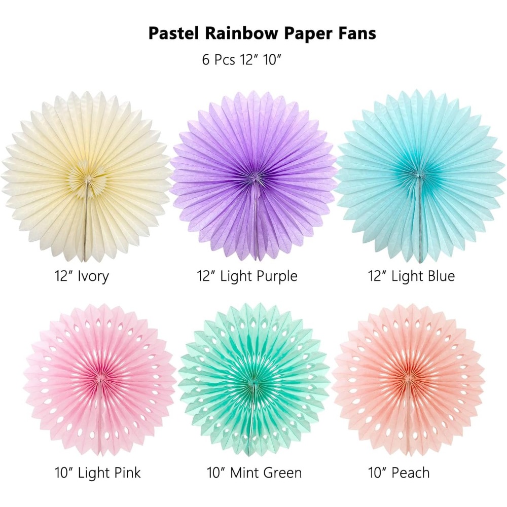 파스텔 무지개 종이 팬 파티 장식 다채로운 아이스크림  - Decor Lighting Fans 리뷰 및 가격