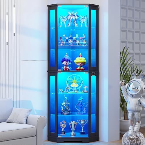 71인치 코너형 유리장식장, 6단 진열장(3개 LED  - Lighting & Home Decor Studio Photos 리뷰 및 가격